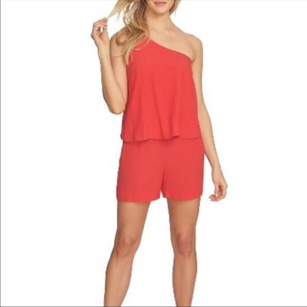 1.State l Anthropologie 1 shoulder romper coral - Picture 2 of 6